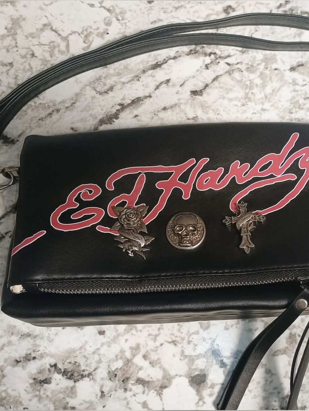 Ed Hardy Edgy Clutch Shoulder Bag With Removable Strap, NWT